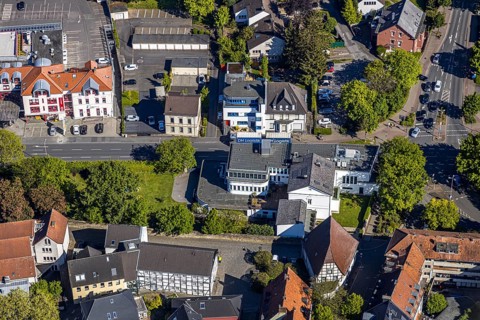 Aerial photo, Hellweger Anzeiger and Westfälische Rundschau, waterway, Unna, Ruhr area, North