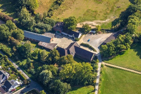 Aerial view, Gut Westhoff, Buschstraße, Billmerich, Unna, Ruhr area, North Rhine-Westphalia,