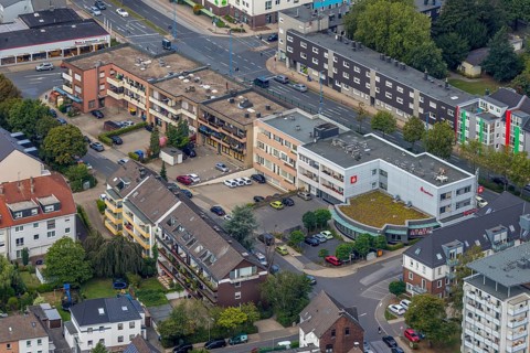 Aerial view, Sparkasse Velbert, shopping mile, Heiligenhauser Straße, Velbert, Ruhr area, North
