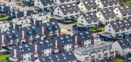 Aerial view, Winkelstraße housing estate, Oberstadt, Velbert, Ruhr area, North Rhine-Westphalia,
