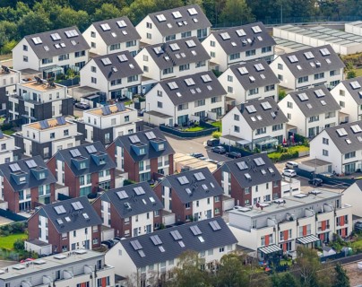 Aerial view, Winkelstraße housing estate, Oberstadt, Velbert, Ruhr area, North Rhine-Westphalia,