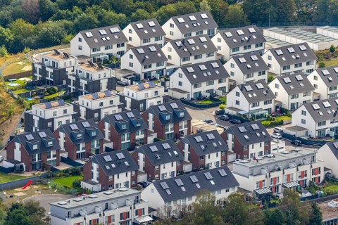 Aerial view, Winkelstraße housing estate, Oberstadt, Velbert, Ruhr area, North Rhine-Westphalia,