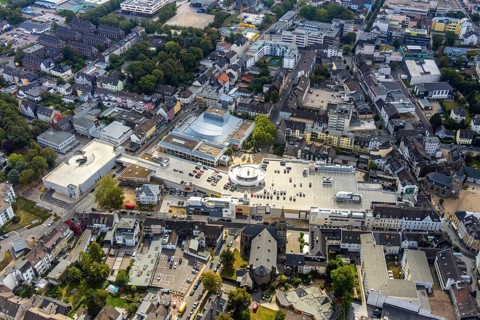 Aerial view, StadtGalerie Velbert, Forum Niederberg, Velbert, Ruhr area, North Rhine-Westphalia,
