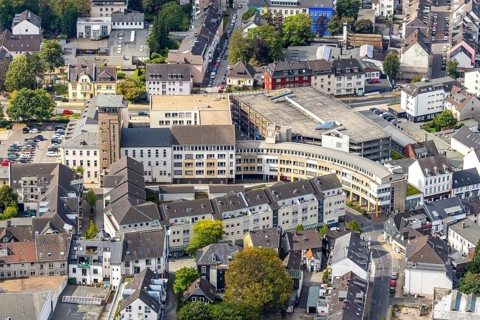 Aerial view, town hall, Velbert, Ruhr area, North Rhine-Westphalia, Germany, authority, DE, Europe,