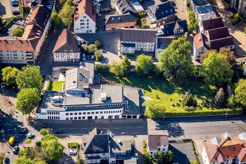 Aerial photo, Hellweger Anzeiger and Westfälische Rundschau, waterway, Unna, Ruhr area, North