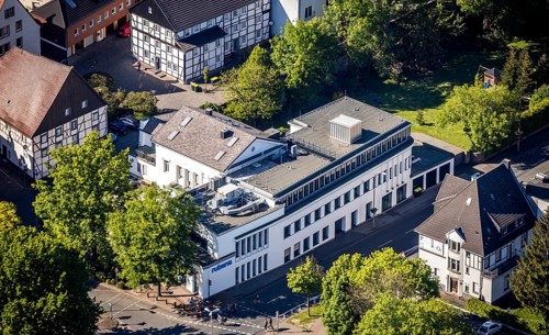 Aerial photo, Hellweger Anzeiger and Westfälische Rundschau, waterway, Unna, Ruhr area, North