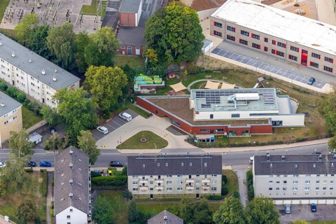 Aerial photograph, construction site, Kastanienallee development area, Kastanienallee primary