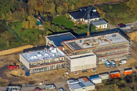 Aerial view, construction site, new building, Am Dreieck, Wesel-Datteln-Kanal, Friedrichsfeld,