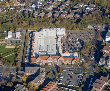 Aerial view, E-Center Alnwicker Ring, Voerde, Ruhr area, North Rhine-Westphalia, Germany, DE,