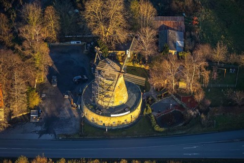 Aerial view, renovation of Die Mühle, gastronomy Ristorante Il Mulino Da Vito e Rosa, Neheimer
