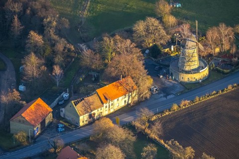 Aerial view, renovation of Die Mühle, gastronomy Ristorante Il Mulino Da Vito e Rosa, Neheimer