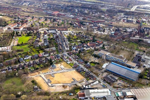 Aerial view, Lilienthalstraße development area, Nürnberger Straße, Osterfeld comprehensive school,