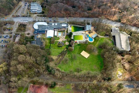 Aerial view, Solbad Vonderort, wellness centre, Osterfeld, Oberhausen, Ruhr area, North