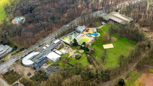 Aerial view, Solbad Vonderort, wellness centre, Osterfeld, Oberhausen, Ruhr area, North