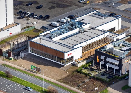 Aerial view, XIAO Restaurant, The ASH - Oberhausen, Oberhausen, Ruhr area, North Rhine-Westphalia,