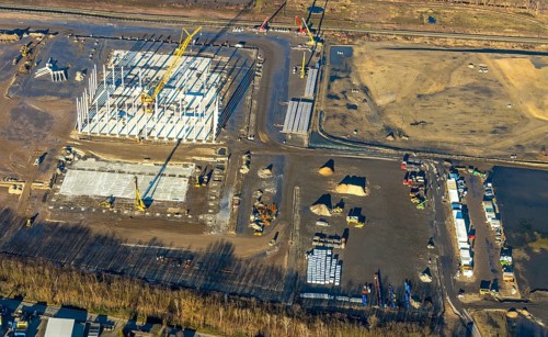 Aerial view, Logport V, Weierheide Waldteichstraße, retail chain Edeka Rhein-Ruhr, new central