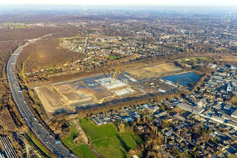 Aerial view, Logport V, Weierheide Waldteichstraße, retail chain Edeka Rhein-Ruhr, new central