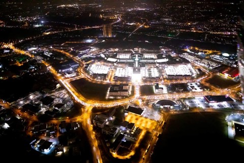 Aerial view, Centro shopping centre, Oberhausen-Neue Mitte, arcade, play station, CentrO-Promenade,