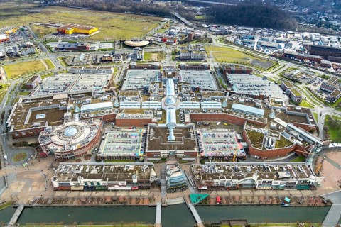 Aerial view, Centro shopping centre, Oberhausen, Centro-Promenade, Ruhr area, North
