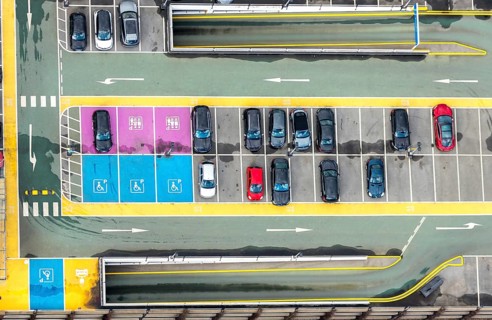 Aerial view, Centro shopping centre, parking deck, Oberhausen, Ruhr area, North Rhine-Westphalia,