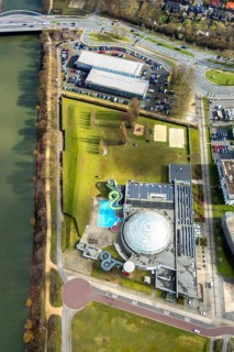 Aerial view, AQUApark Oberhausen adventure pool, Oberhausen, Ruhr area, North Rhine-Westphalia,