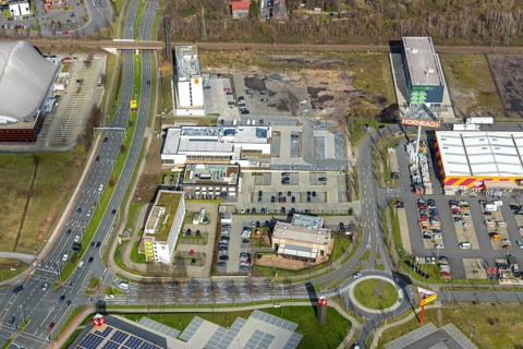 Aerial view, Hotel Super 8 by Wyndham Oberhausen, XIAO Restaurant, The ASH - Oberhausen, B&B Hotel