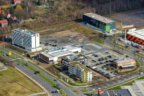 Aerial view, Hotel Super 8 by Wyndham Oberhausen, XIAO Restaurant, The ASH - Oberhausen, B&B Hotel