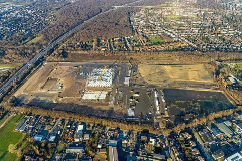 Aerial view, Logport V, Weierheide Waldteichstraße, retail chain Edeka Rhein-Ruhr, new central