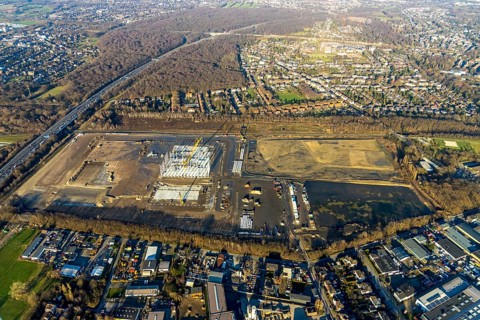 Aerial view, Logport V, Weierheide Waldteichstraße, retail chain Edeka Rhein-Ruhr, new central