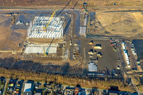 Aerial view, Logport V, Weierheide Waldteichstraße, retail chain Edeka Rhein-Ruhr, new central