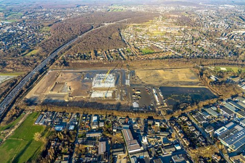 Aerial view, Logport V, Weierheide Waldteichstraße, retail chain Edeka Rhein-Ruhr, new central