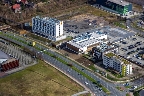 Aerial view, Hotel Super 8 by Wyndham Oberhausen, XIAO Restaurant, The ASH - Oberhausen, B&B Hotel
