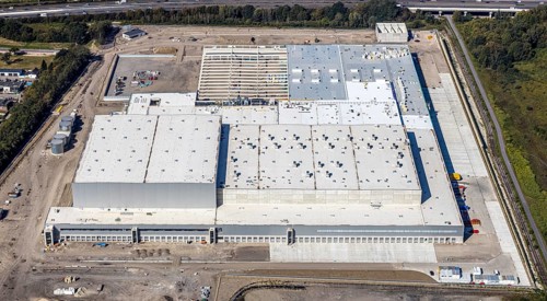 Aerial view, new access road, Oberhausen-Waldteich new EDEKA logistics centre for the Rhine-Ruhr