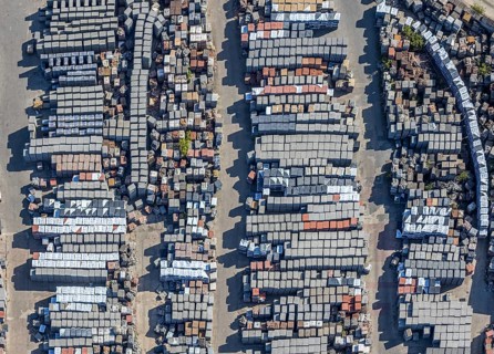 Aerial view, Basamentwerke Böcke GmbH, concrete plant, concrete blocks, concrete blocks, Sterkrade,