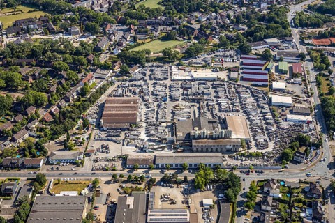 Aerial view, Basamentwerke Böcke GmbH, concrete plant, concrete blocks, concrete blocks, Sterkrade,