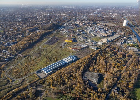 Aerial view, Neue Mitte, CentrO site, gasometer renovation measures, Poco Einrichtungsmarkt,