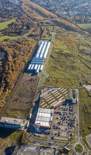 Aerial view, Landgard Cash & Carry, Hornbach Baumarkt, Borbeck, Oberhausen, Ruhr area, North