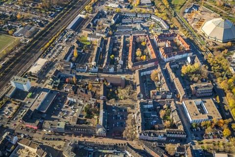 Aerial view, local view Osterfeld, Hospice St. Vinzenz Pallotti, Greek Orthodox parish Hl