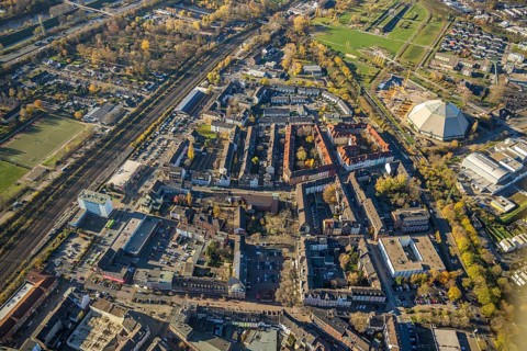 Aerial view, view of Osterfeld, St Vincent Pallotti Hospice, Greek Orthodox parish of St Vincent
