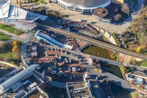 Aerial view, Platz der Guten Hoffnung, CentrO area, Borbeck, Oberhausen, Ruhr area, North