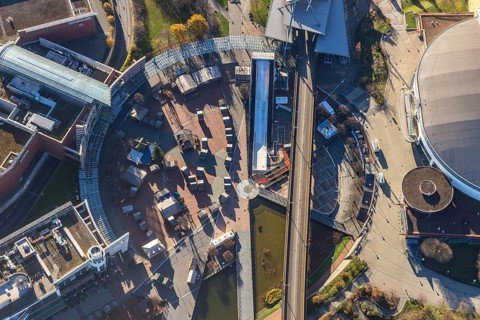 Aerial view, Platz der Guten Hoffnung, CentrO area, Borbeck, Oberhausen, Ruhr area, North
