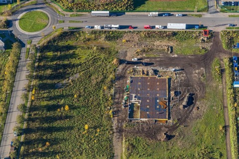 Aerial view, construction site Brammenring, Borbeck, Oberhausen, Ruhr area, North Rhine-Westphalia,