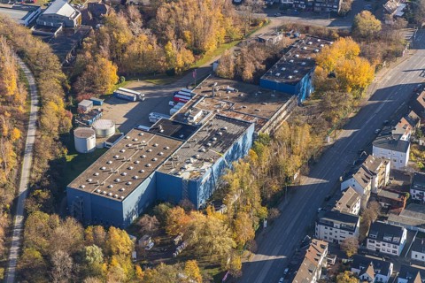 Aerial view, construction site Hilti Deutschland Logistik, Borbeck, Oberhausen, Ruhr area, North