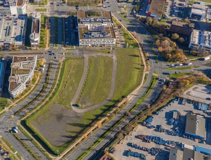 Aerial view, car park Centroallee, Borbeck, Oberhausen, Ruhr area, North Rhine-Westphalia, Germany,