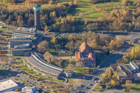 Aerial view, TZU Technology Centre for Environmental Protection Management, RWW Water Tower,