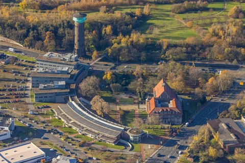 Aerial view, TZU Technology Centre for Environmental Protection Management, RWW Water Tower,