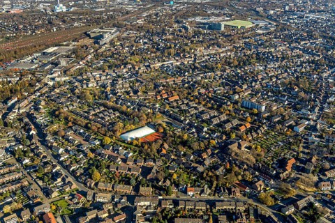 Aerial photo, Alstaden, tennis club, air dome, Oberhausen, Ruhr area, North Rhine-Westphalia,