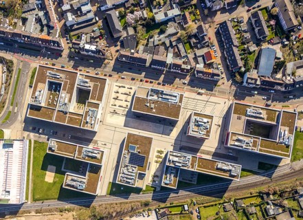 Aerial photo, Campus Mühlheim, MH Hochschule Ruhr West, Linksruhr, Mülheim an der Ruhr, Ruhr area,