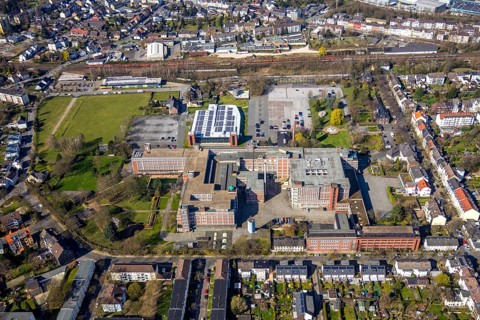 Aerial photo, Tengelmann Areal, Tengelmann head office, Linksruhr, Mülheim an der Ruhr, Ruhr area,