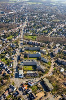 Aerial view, residential complex Strippchens Hof, condominiums, rental flats, Linksruhr, Mülheim an